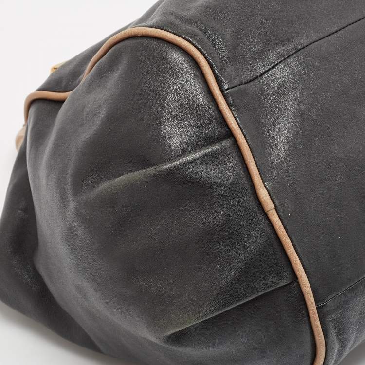Pre Owned Chloe Black/Beige Leather Medium Ethel Satchel
