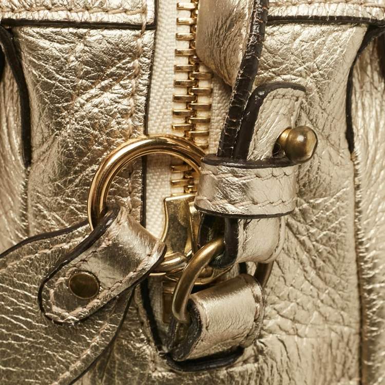 Pre Owned Chloe Light Gold Leather Medium Paraty Bag