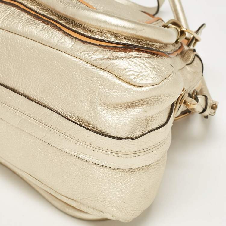 Pre Owned Chloe Light Gold Leather Medium Paraty Bag