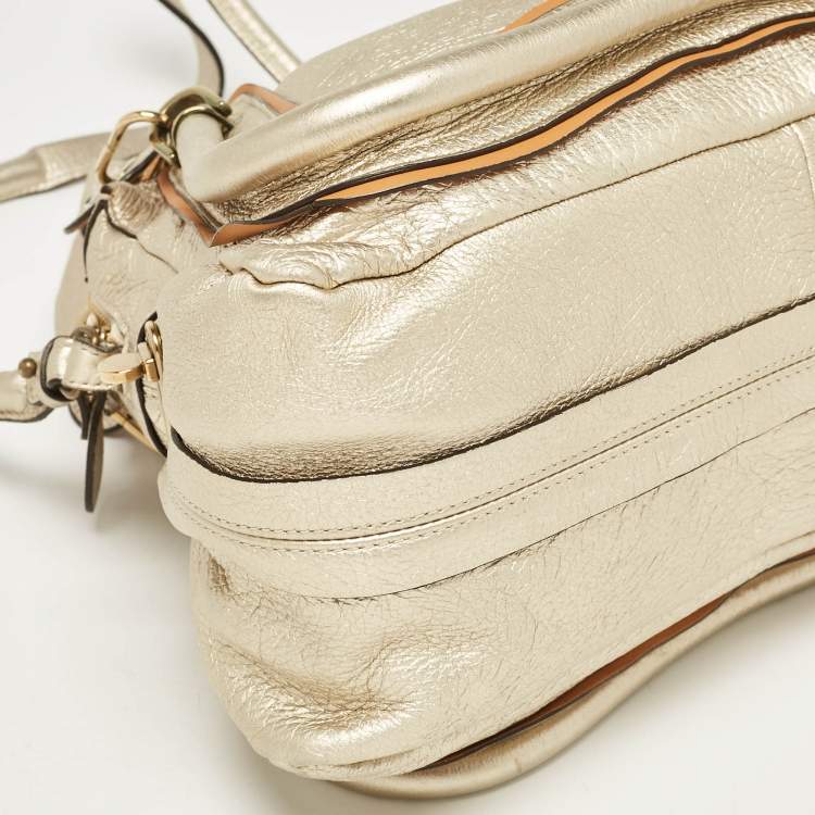 Pre Owned Chloe Light Gold Leather Medium Paraty Bag