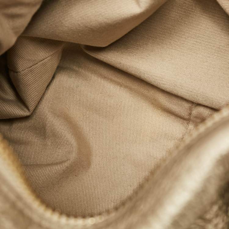 Pre Owned Chloe Light Gold Leather Medium Paraty Bag