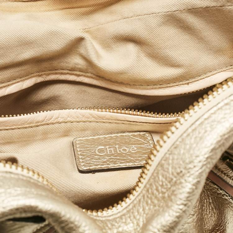 Pre Owned Chloe Light Gold Leather Medium Paraty Bag