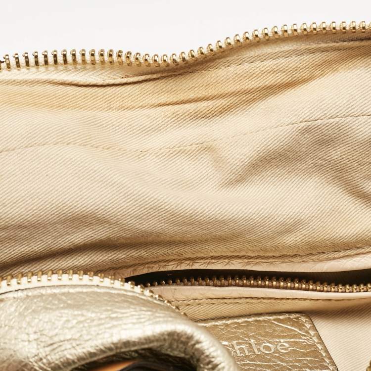 Pre Owned Chloe Light Gold Leather Medium Paraty Bag