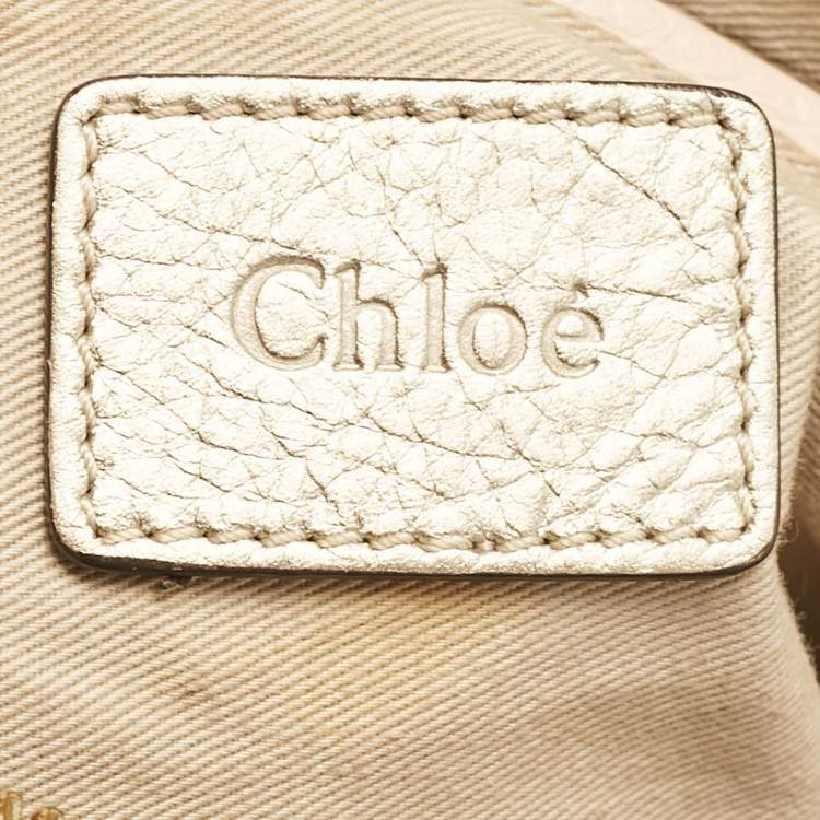 Pre Owned Chloe Light Gold Leather Medium Paraty Bag