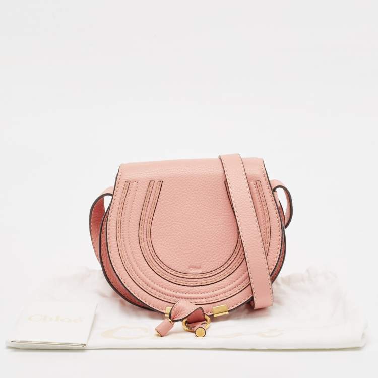 Pre Owned Chloe Light Pink Leather Mini Marcie Crossbody Bag