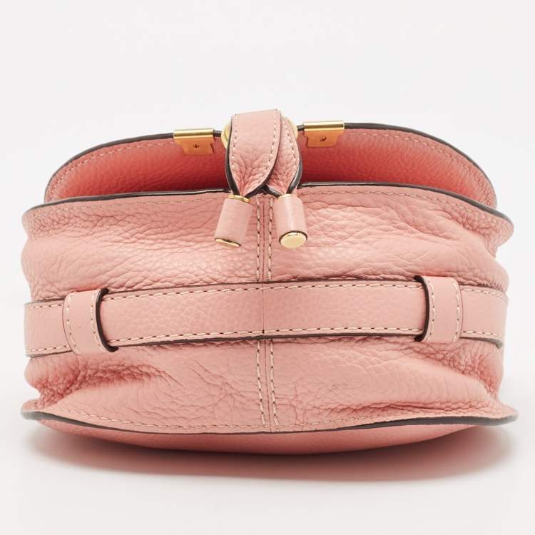 Pre Owned Chloe Light Pink Leather Mini Marcie Crossbody Bag