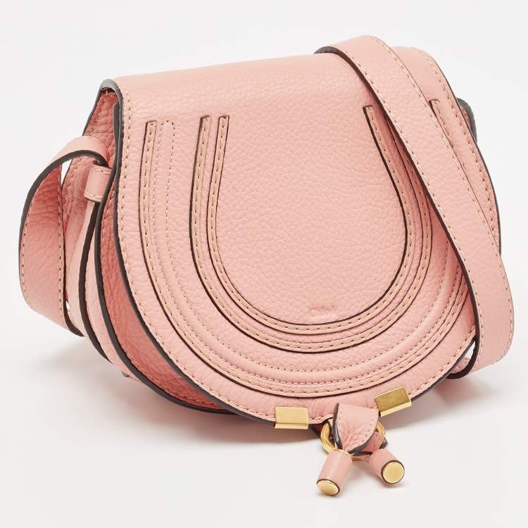 Pre Owned Chloe Light Pink Leather Mini Marcie Crossbody Bag