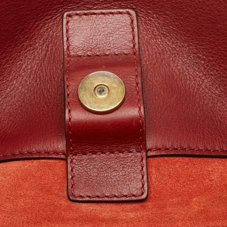 Pre Owned Chloe Burgundy Leather and Suede Medium Milo Tote