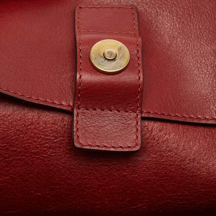 Pre Owned Chloe Burgundy Leather and Suede Medium Milo Tote