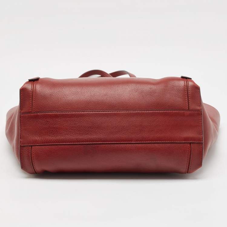 Pre Owned Chloe Burgundy Leather and Suede Medium Milo Tote