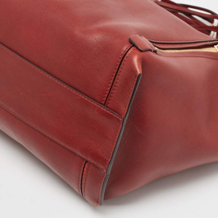 Pre Owned Chloe Burgundy Leather and Suede Medium Milo Tote
