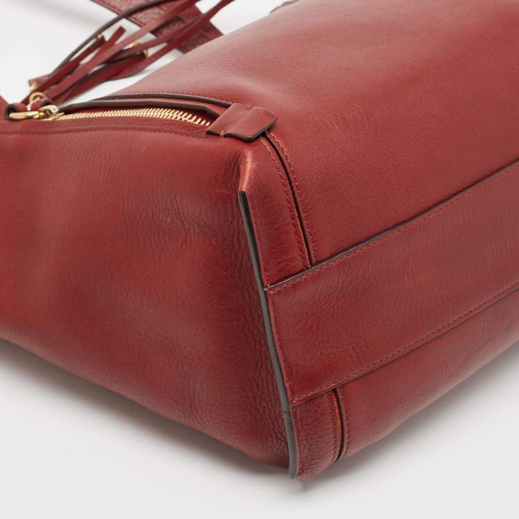 Pre Owned Chloe Burgundy Leather and Suede Medium Milo Tote