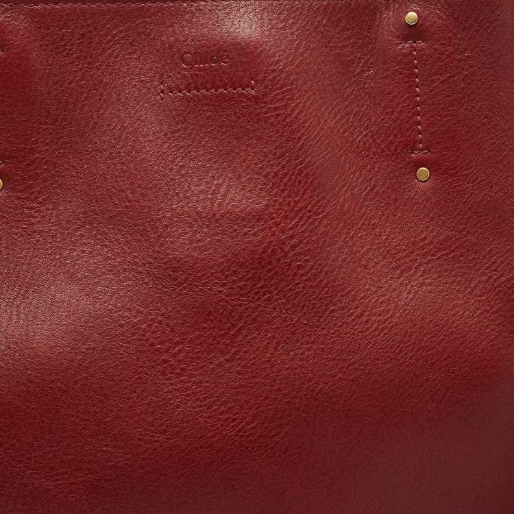 Pre Owned Chloe Burgundy Leather and Suede Medium Milo Tote