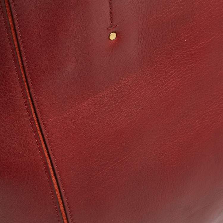 Pre Owned Chloe Burgundy Leather and Suede Medium Milo Tote
