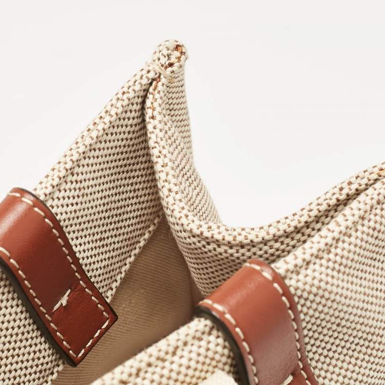 مملوكة مسبقًا Chloe Beige/Brown Canvas and Leather Medium Woody Tote