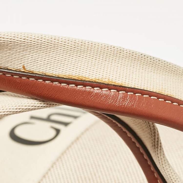 مملوكة مسبقًا Chloe Beige/Brown Canvas and Leather Medium Woody Tote