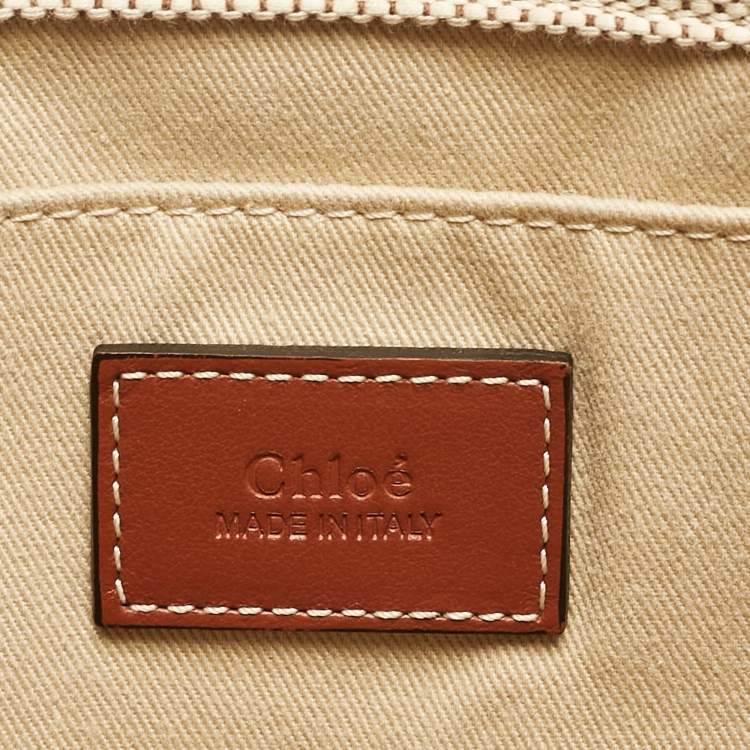 مملوكة مسبقًا Chloe Beige/Brown Canvas and Leather Medium Woody Tote