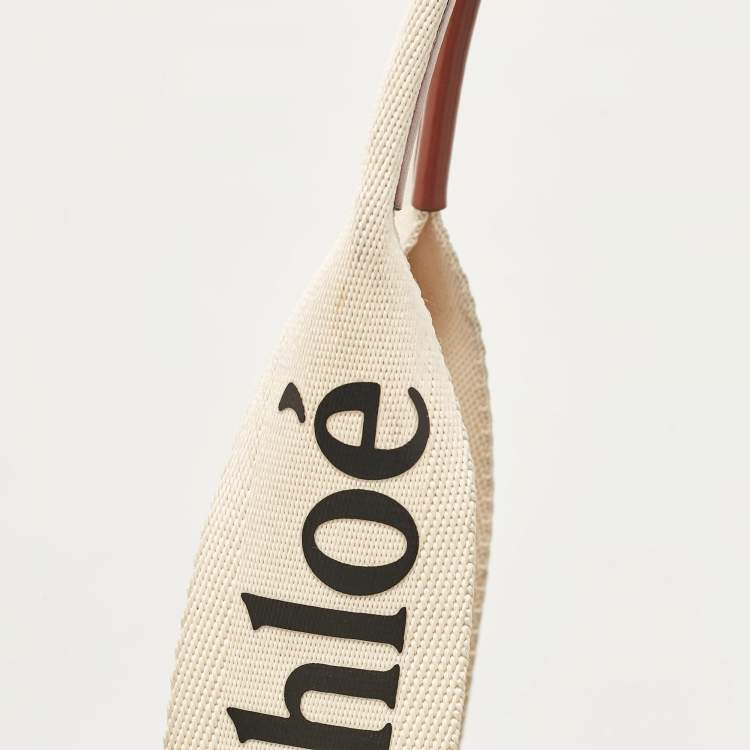 مملوكة مسبقًا Chloe Beige/Brown Canvas and Leather Medium Woody Tote