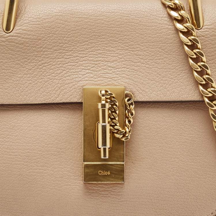 Pre Owned Chloe Beige Leather Small Drew Shoulder Bag