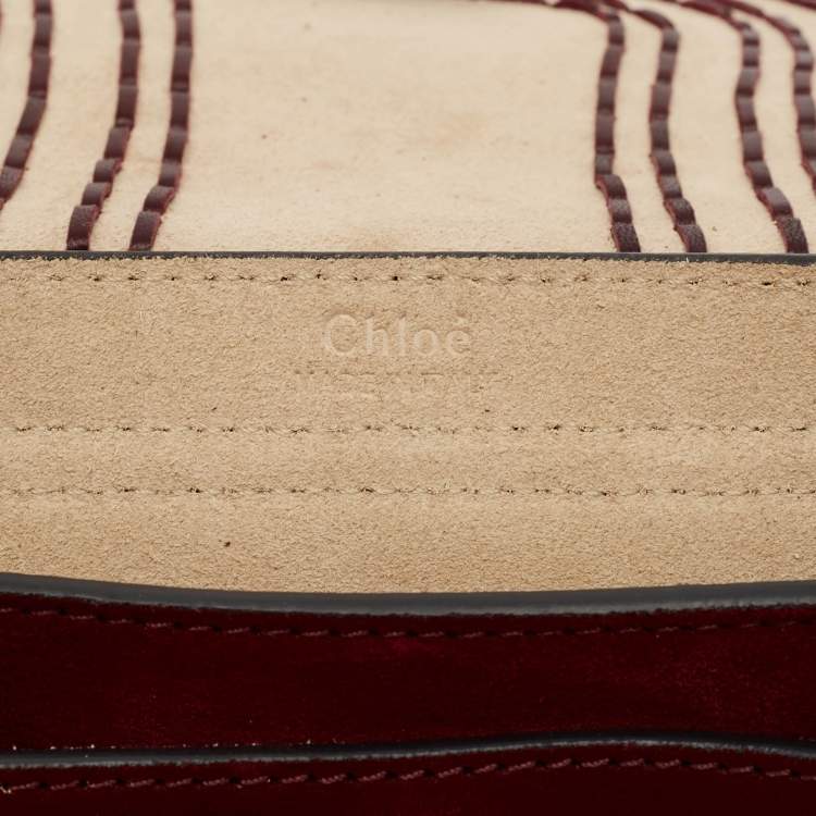 Pre Owned Chloe Burgundy Leather and Suede Mini Hudson Shoulder Bag