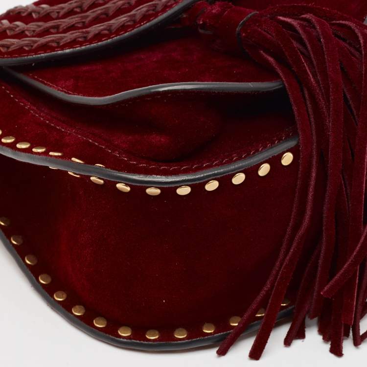Pre Owned Chloe Burgundy Leather and Suede Mini Hudson Shoulder Bag