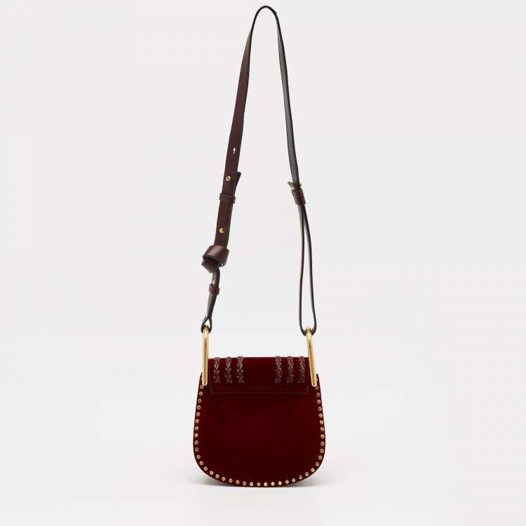 Pre Owned Chloe Burgundy Leather and Suede Mini Hudson Shoulder Bag