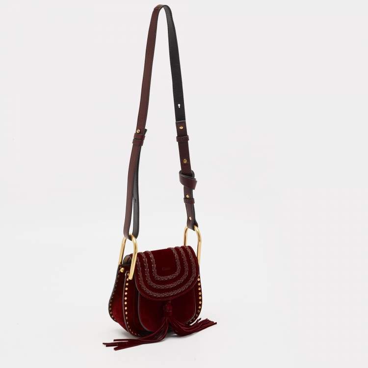 Pre Owned Chloe Burgundy Leather and Suede Mini Hudson Shoulder Bag