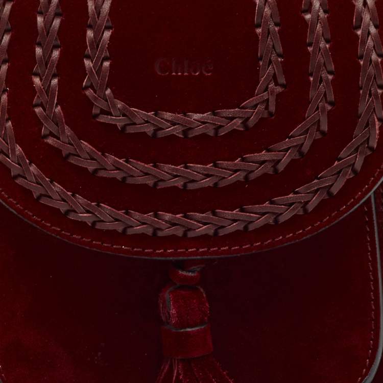 Pre Owned Chloe Burgundy Leather and Suede Mini Hudson Shoulder Bag