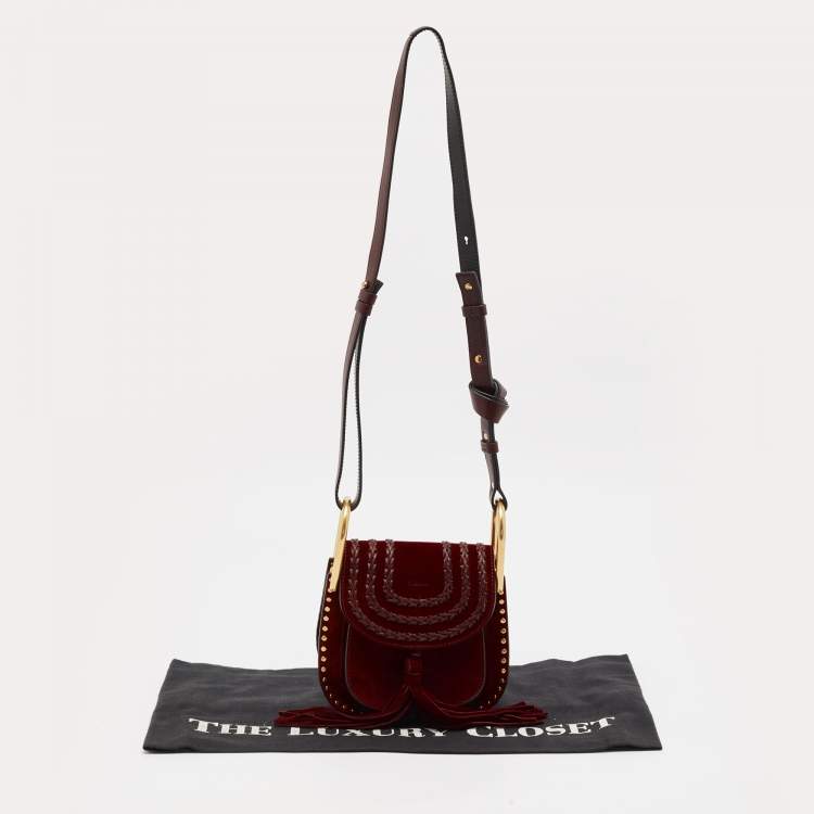 Pre Owned Chloe Burgundy Leather and Suede Mini Hudson Shoulder Bag