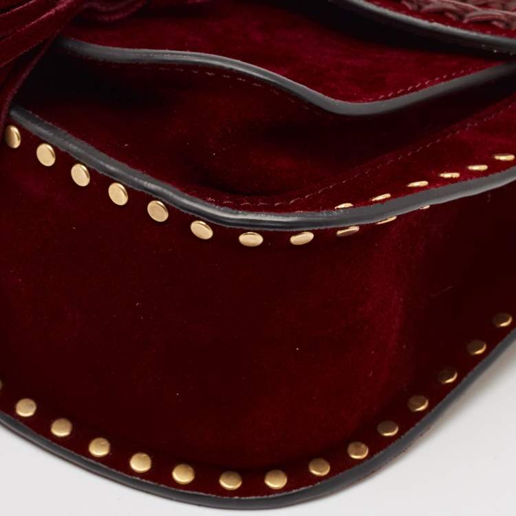 Pre Owned Chloe Burgundy Leather and Suede Mini Hudson Shoulder Bag