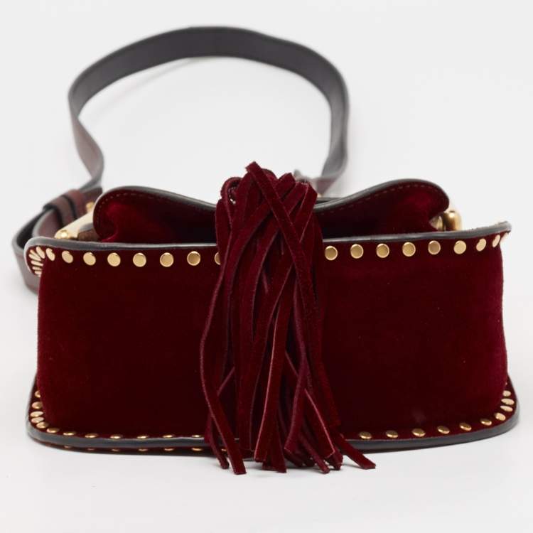 Pre Owned Chloe Burgundy Leather and Suede Mini Hudson Shoulder Bag
