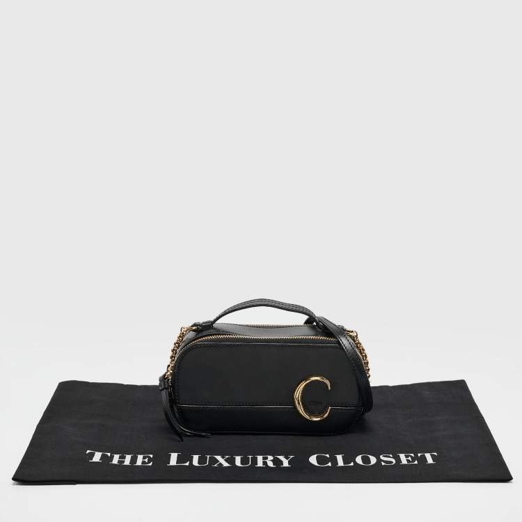 Pre Owned Chloe Black Leather C Vanity Shoulder Bag