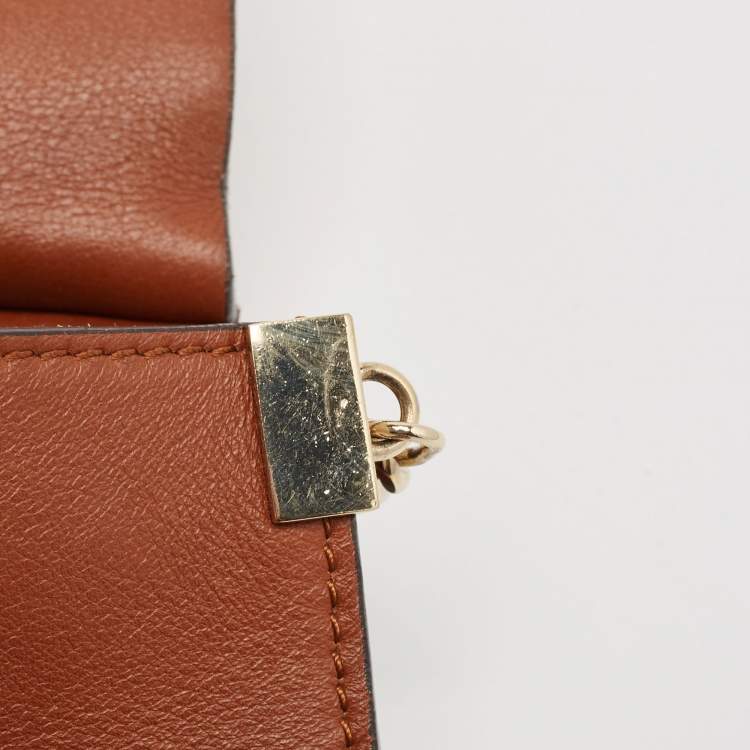 Pre Owned Chloe Brown Leather and Suede Medium Faye Shoulder Bag