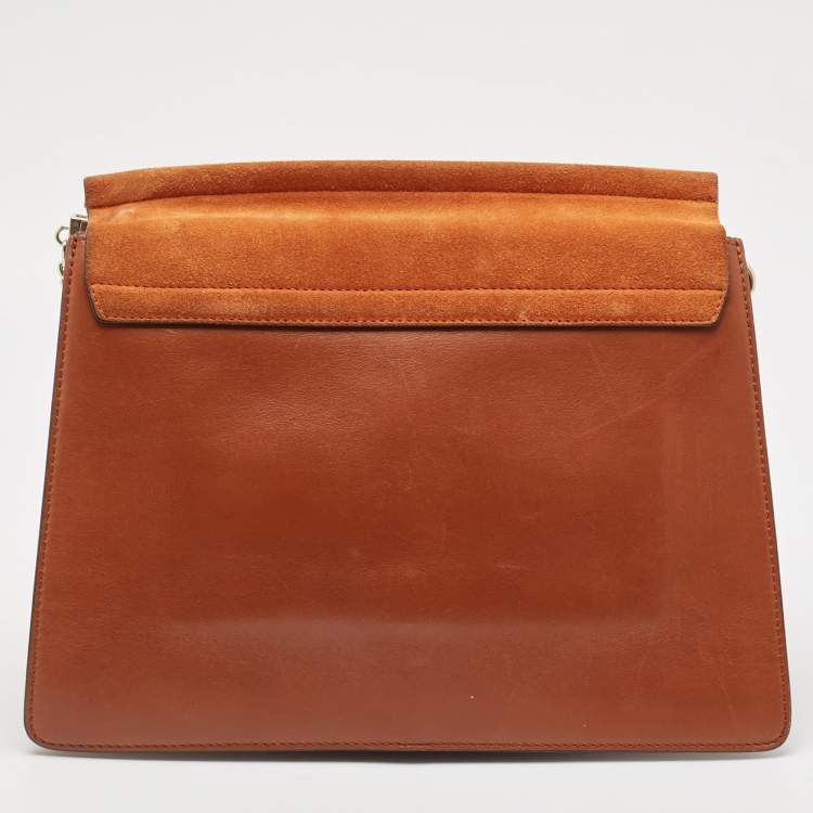 Pre Owned Chloe Brown Leather and Suede Medium Faye Shoulder Bag