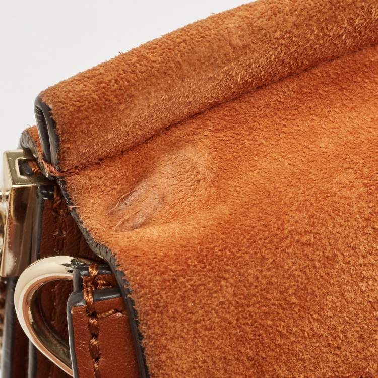 Pre Owned Chloe Brown Leather and Suede Medium Faye Shoulder Bag