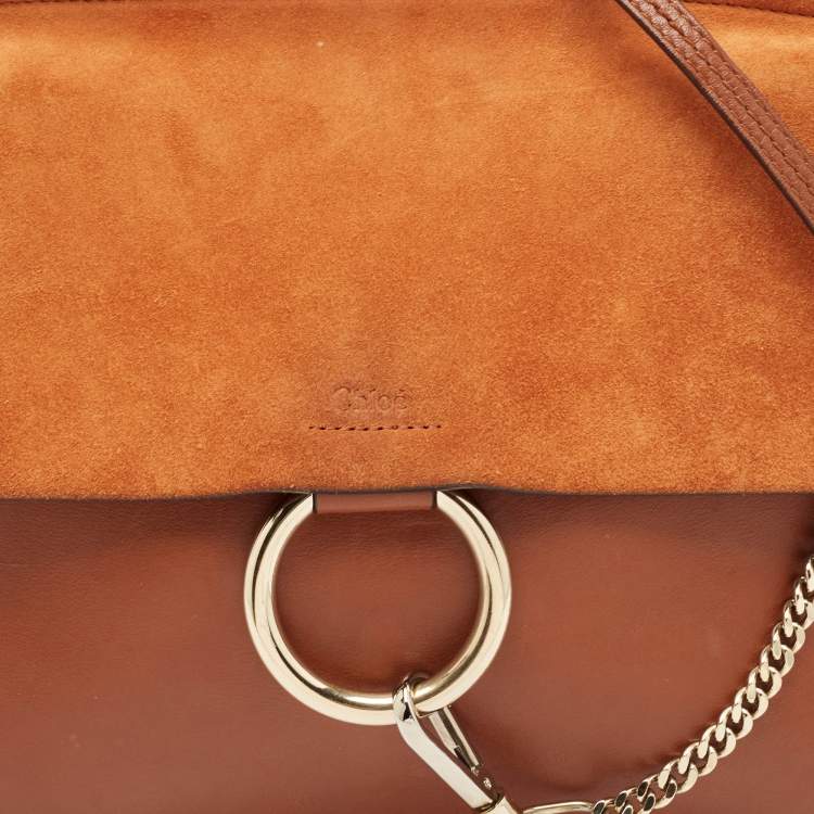 Pre Owned Chloe Brown Leather and Suede Medium Faye Shoulder Bag