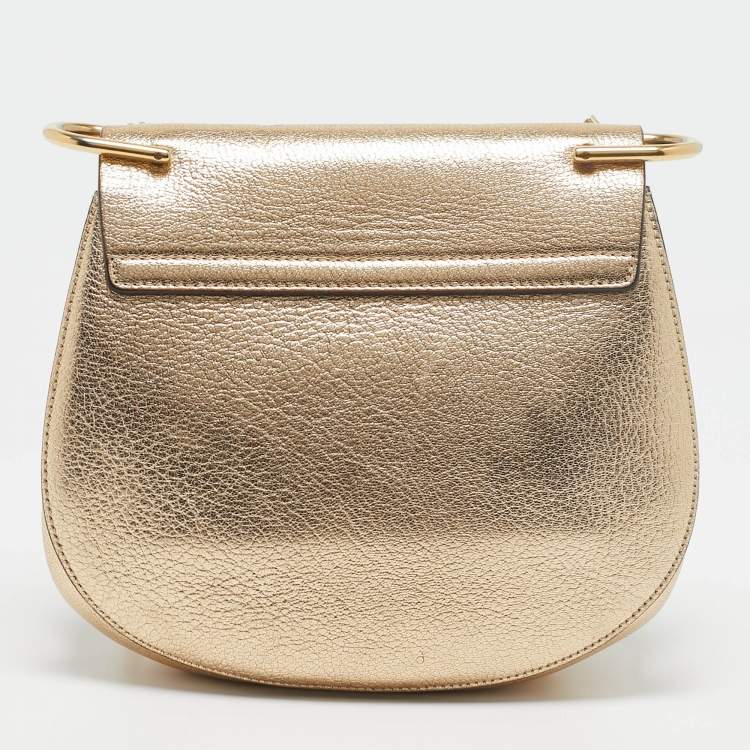 Pre Owned Chloe Gold Leather Medium Drew Shoulder Bag