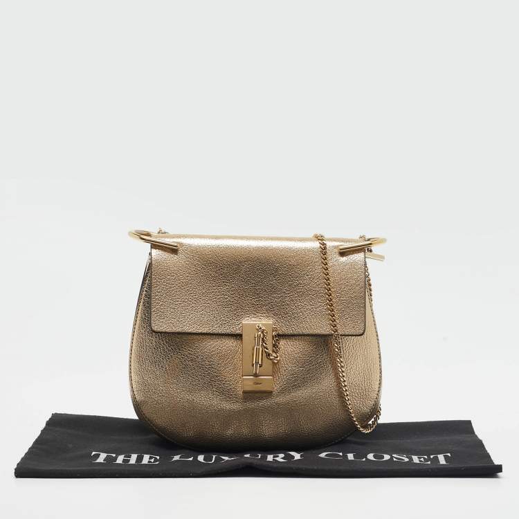 Pre Owned Chloe Gold Leather Medium Drew Shoulder Bag