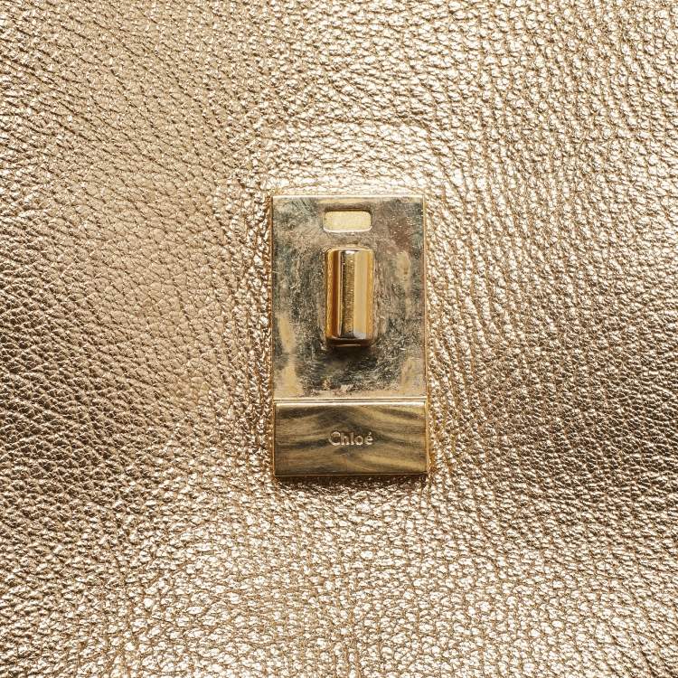 Pre Owned Chloe Gold Leather Medium Drew Shoulder Bag