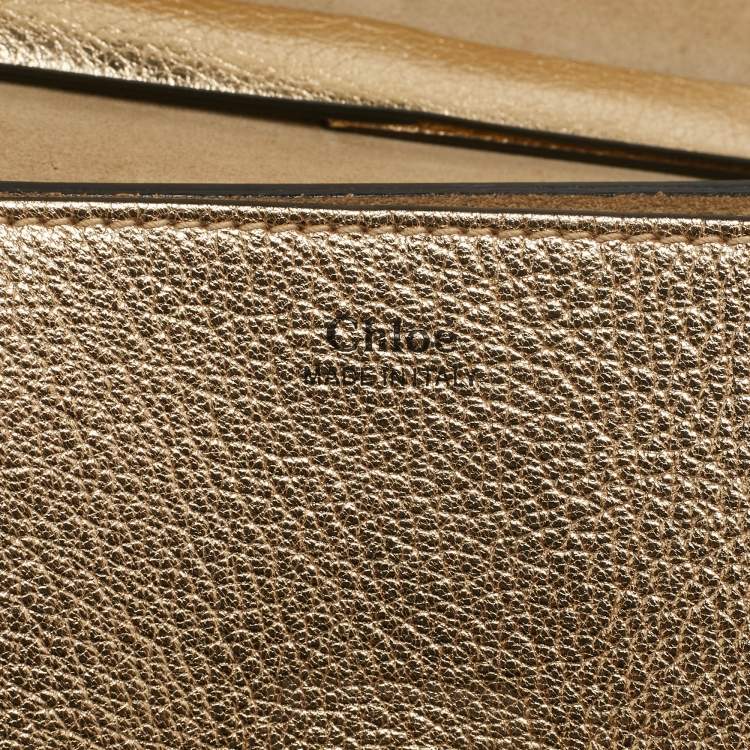 Pre Owned Chloe Gold Leather Medium Drew Shoulder Bag