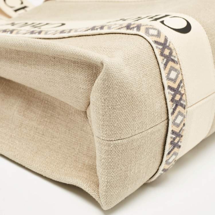 Pre Owned Chloe Beige Canvas Medium Woody Tote