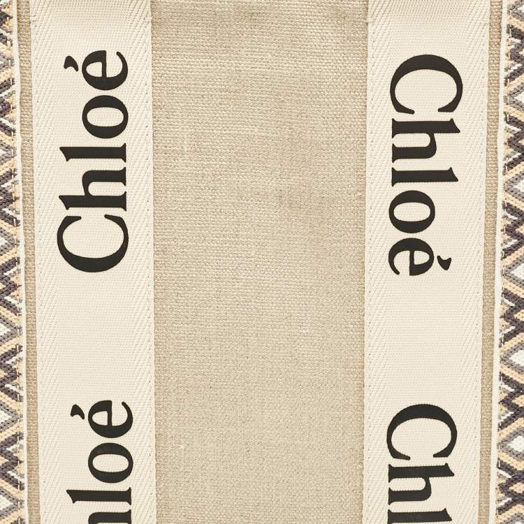 Pre Owned Chloe Beige Canvas Medium Woody Tote