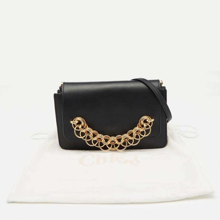 Pre Owned Chloe Black Leather Drew Bijou Clutch Bag