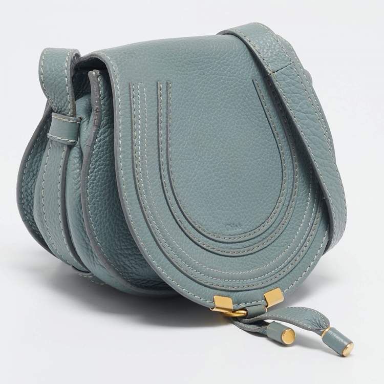 Pre Owned Chloe Light Blue Leather Mini Marcie Crossbody Bag
