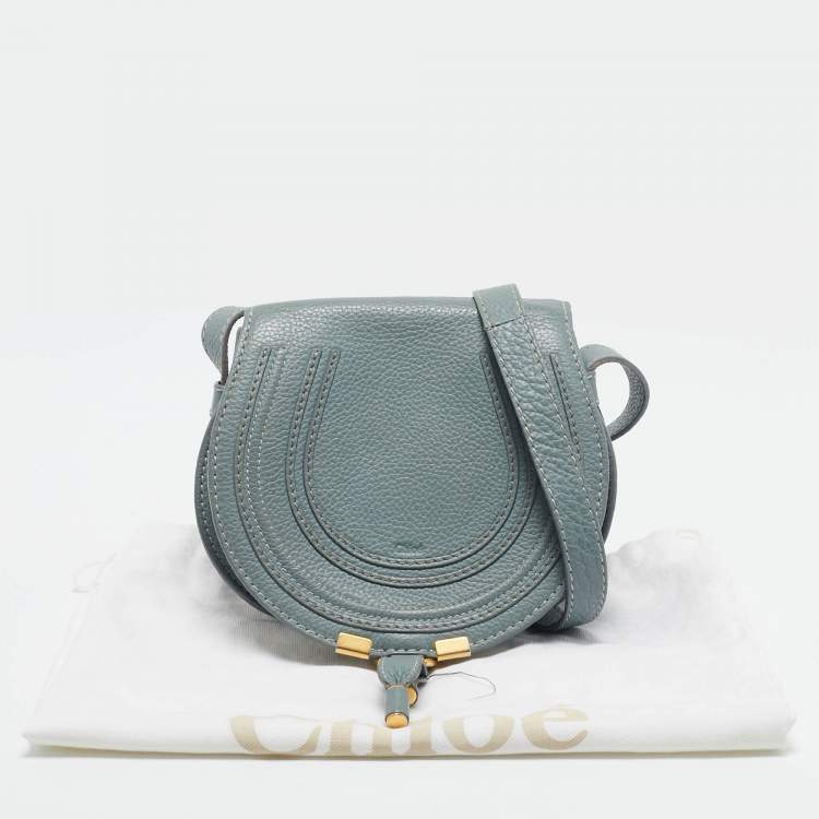 Pre Owned Chloe Light Blue Leather Mini Marcie Crossbody Bag