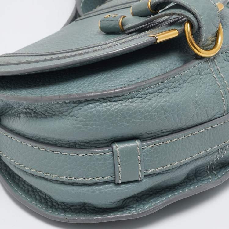 Pre Owned Chloe Light Blue Leather Mini Marcie Crossbody Bag