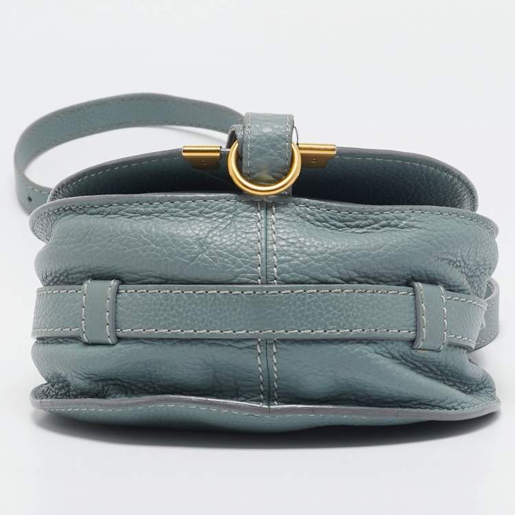 Pre Owned Chloe Light Blue Leather Mini Marcie Crossbody Bag
