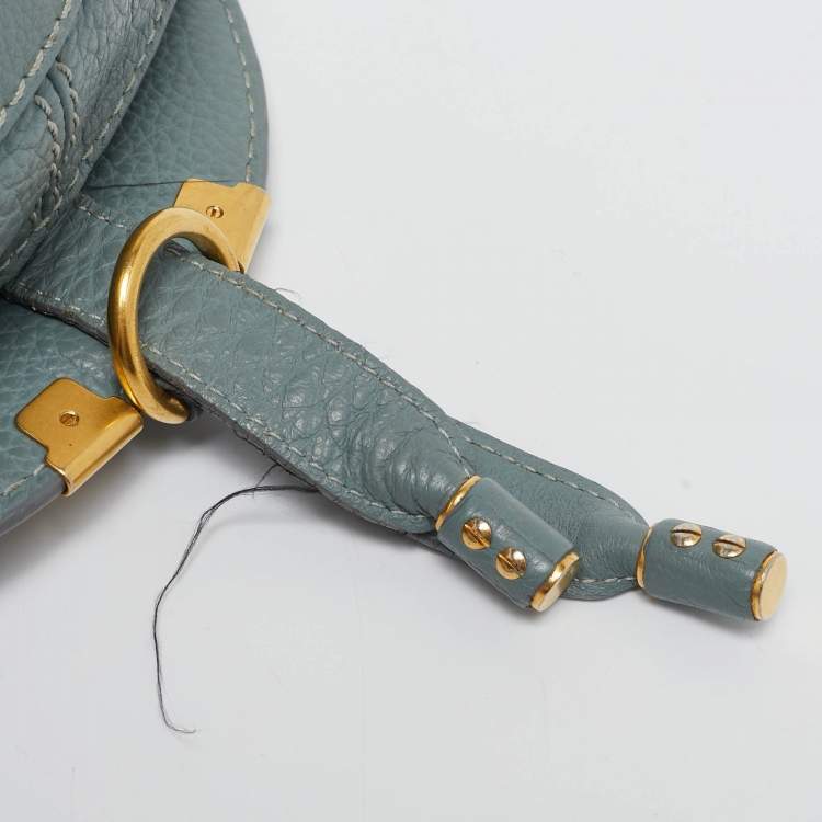 Pre Owned Chloe Light Blue Leather Mini Marcie Crossbody Bag