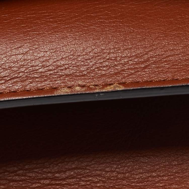 Pre Owned Chloe Brown/Orange Leather ad Suede Faye Medium Shoulder Bag