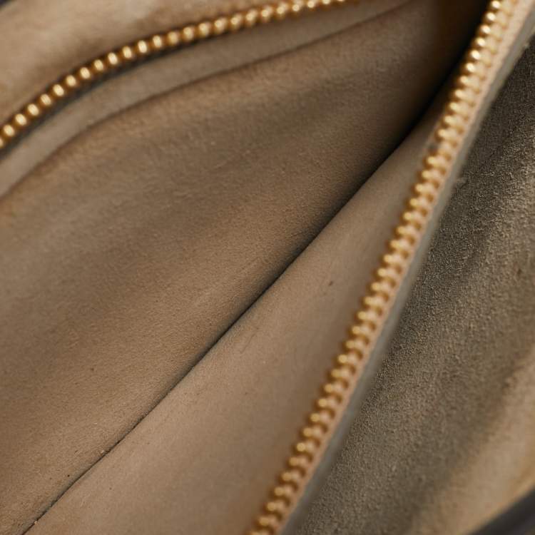 Pre Owned Chloe Brown/Orange Leather ad Suede Faye Medium Shoulder Bag